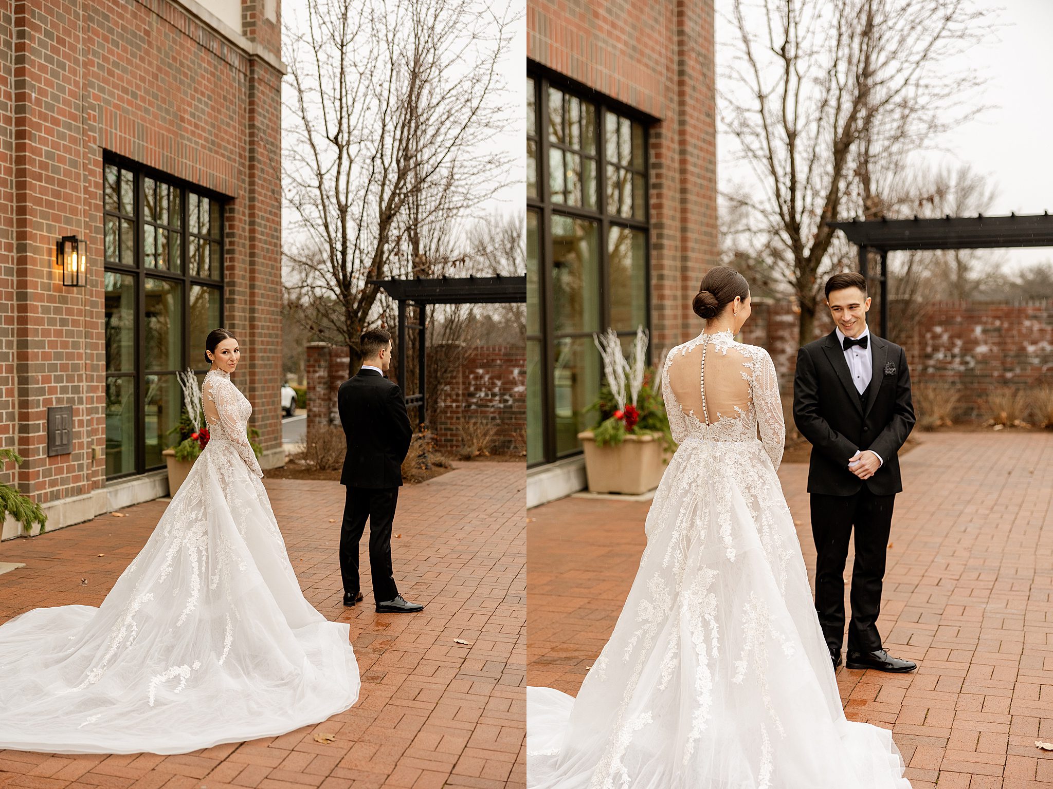 Alessia & Duncan's winter wedding photos at The Crawford in Naperville, Illinois with Chicagoland wedding photographer Jillian Photography.