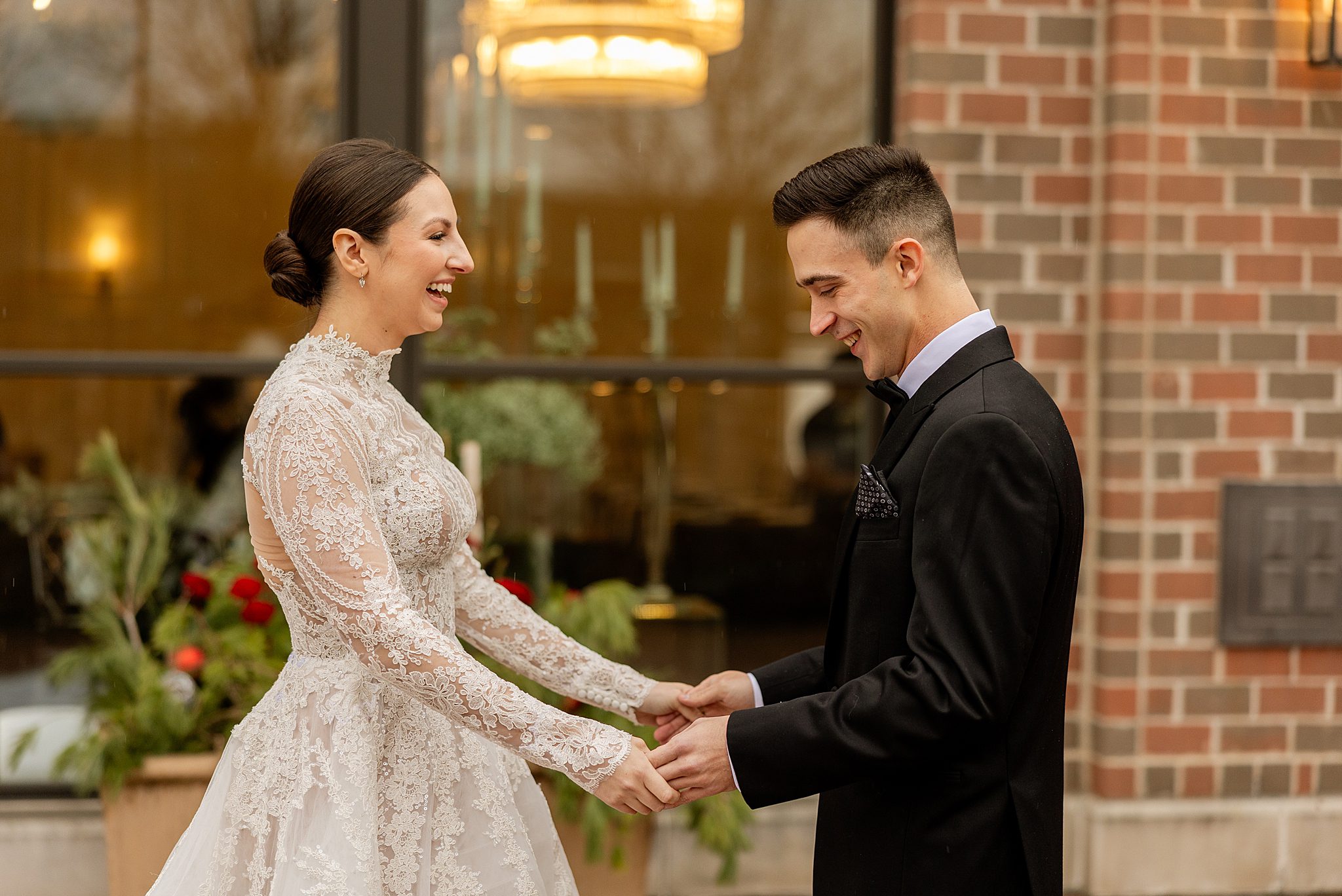 Alessia & Duncan's winter wedding photos at The Crawford in Naperville, Illinois with Chicagoland wedding photographer Jillian Photography.